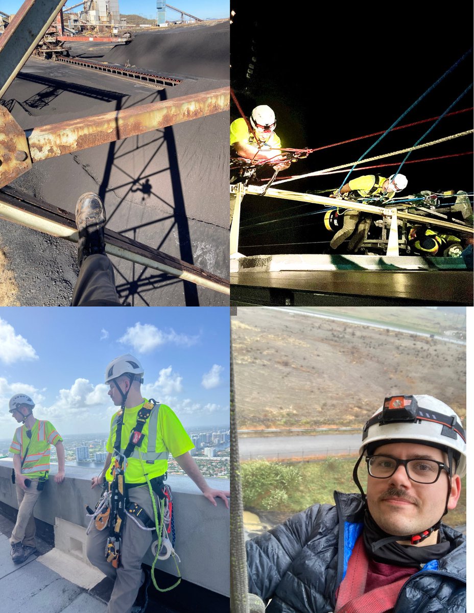 🚨 Anyone have any #RopeAccess jobs for me? #SPRAT Level 2, Rescue tech, FF/EMT…

🗺️ Looking for adventures.

📸 Pictures are from 600+ feet in Sunny Isles FL last year installing a monorail/trolley, and Homer City PA inspecting a coal power plant. 🏗️

#IRATA #WorkAtHeight