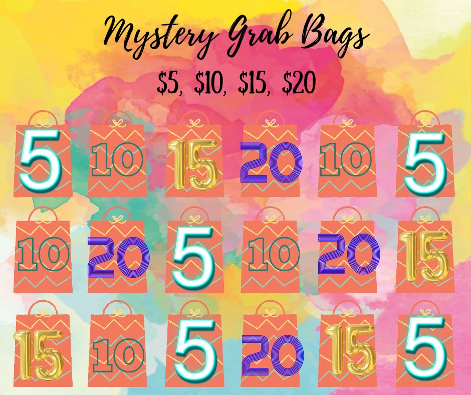 New Item! Mystery Grab Grabs 😃 I have $5-$20 bags. Pick any bag 😊 this will be available everyday. (Must pay the price of the bag.)
#paypal #cashapp #grabbags #mysterygifts #sundayvibes #FreeShipping #SmallBusiness