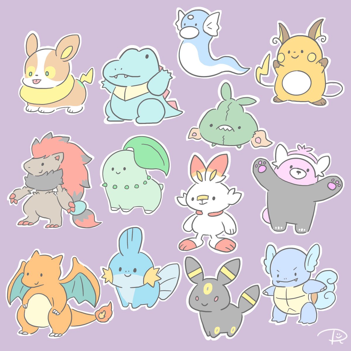 ポケモン「フォロワーさんの推しポケモン描かせていただきました 今回も楽しかった〜またやりま」|あーるのイラスト