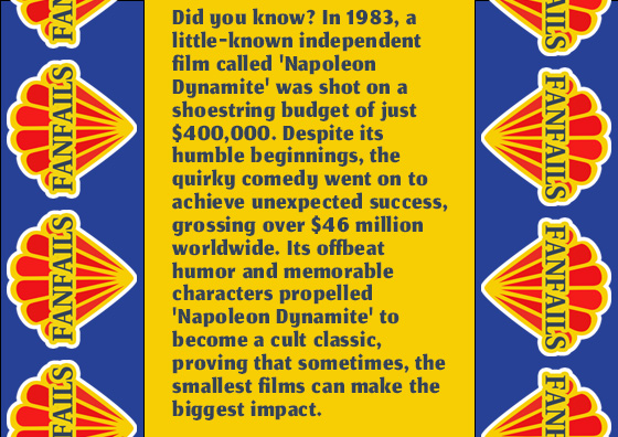 FanfailsStore's tweet photo. #DidYouKnow: In 1983, a little-known independent film called #NapoleonDynamite was shot on a shoestring budget of just $400,000. 🎥✨ https://t.co/xnJoXBY45b