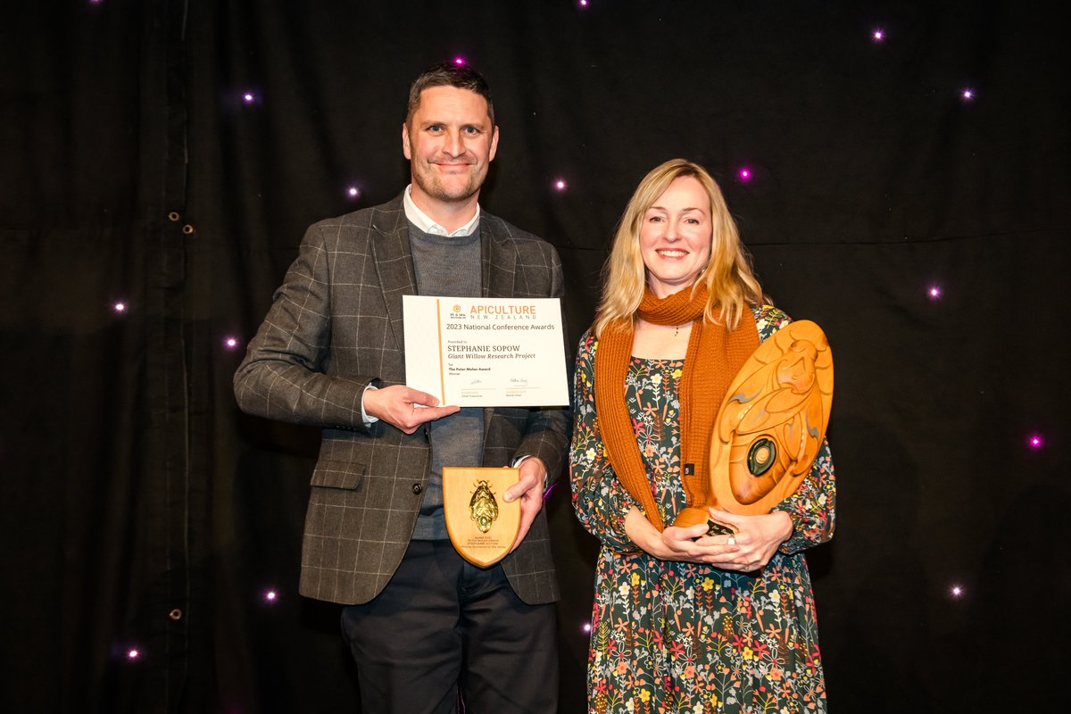 Scion forest entomologist Stephanie Sopow has been awarded the Peter Molan trophy for exceptional contribution to apiculture science, at the Apiculture New Zealand Conference, for the biological control of the giant willow aphid. Congratulations!