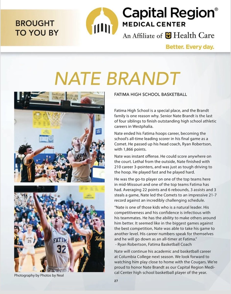 RodKRCG13's tweet photo. Congrats to Fatima basketball standout Nate Brandt, selected as our Capital Region @SportsLockerMag Player of the Year! 

I’ve enjoyed covering Nate and the talented Brandt family at Fatima @CometChronicle the past several years. 

Look forward to watching Nate @ColumbiaCougars https://t.co/MOGbBkvrjW