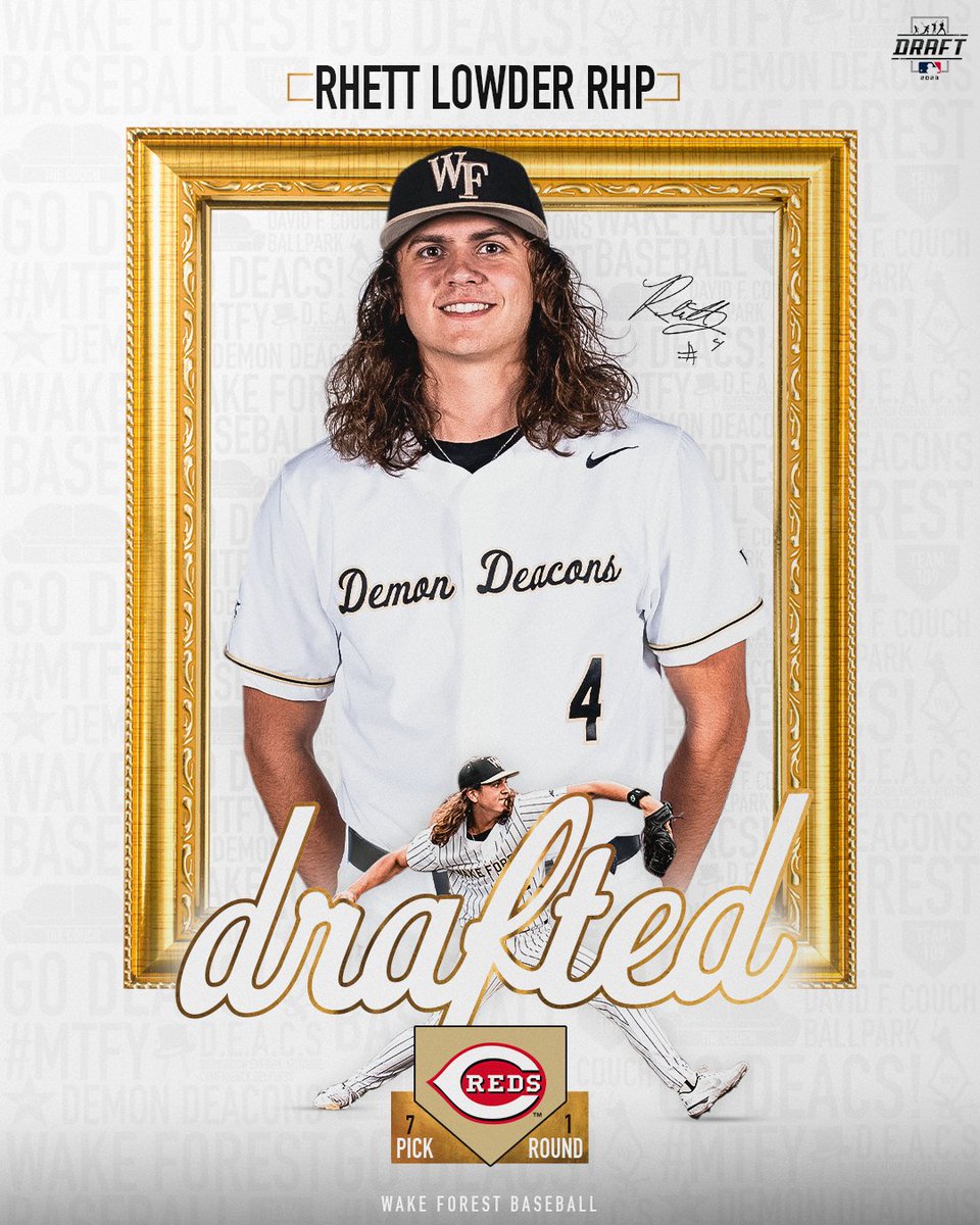 WakeBaseball's tweet image. Wake ➜ @Reds 

Let's go, @lowderrhett! 🎩