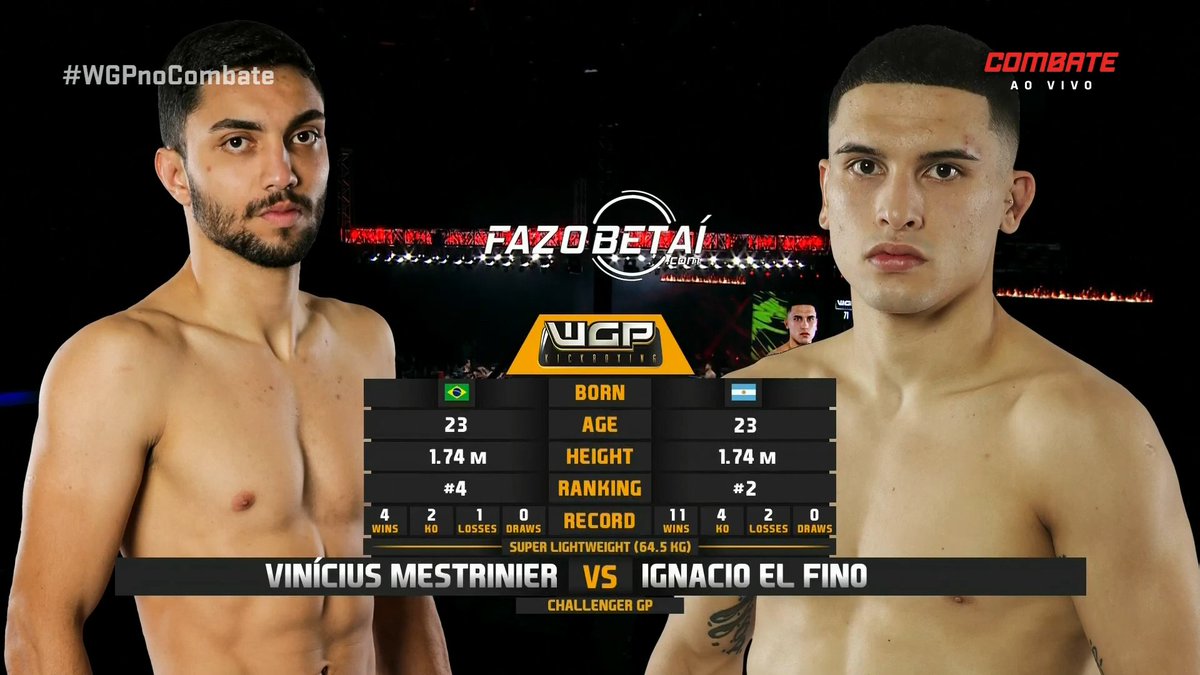 combate's tweet photo. VALE TÍTULO! 👀🏆

É Brasil x Argentina valendo o cinturão do Challenger GP! 🇧🇷🇦🇷

Curta as emoções da WGP ao vivo e com exclusividade na minha tela! Assine já! 🔥 

#WGPnoCombate #WGP #WGP71 #Kickboxing https://t.co/t2XtlSI9Tn