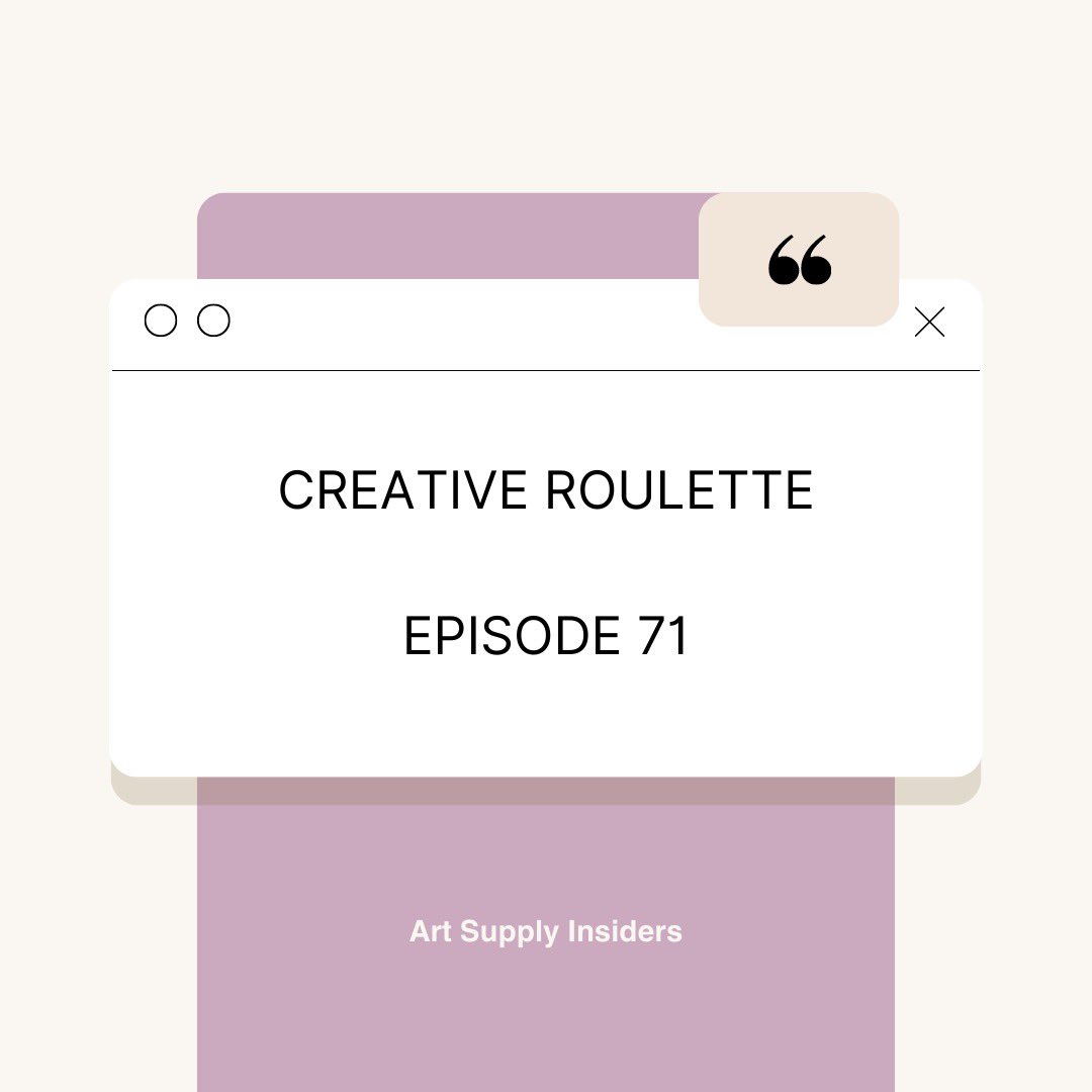 ArtInsiders's tweet photo. Listen to ASI episode 71 to learn about all things Creative Roulette! 
🎨🎨🎨
#artsupplies #artpodcast https://t.co/ZNJK5NIFxh