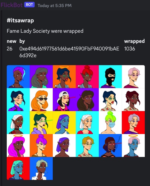 JillyRappaport's tweet photo. An absolutely epic 26 @fame_ladies jus wrapped into the community owned @FameLadySociety contract. WE blew past 1k and now are settled in at 1036 total wrapped and now eye 1111 wrapped ladies as that is a destiny number WE all look forward to reaching very soon💋💋💋 https://t.co/qWBf4EznkV