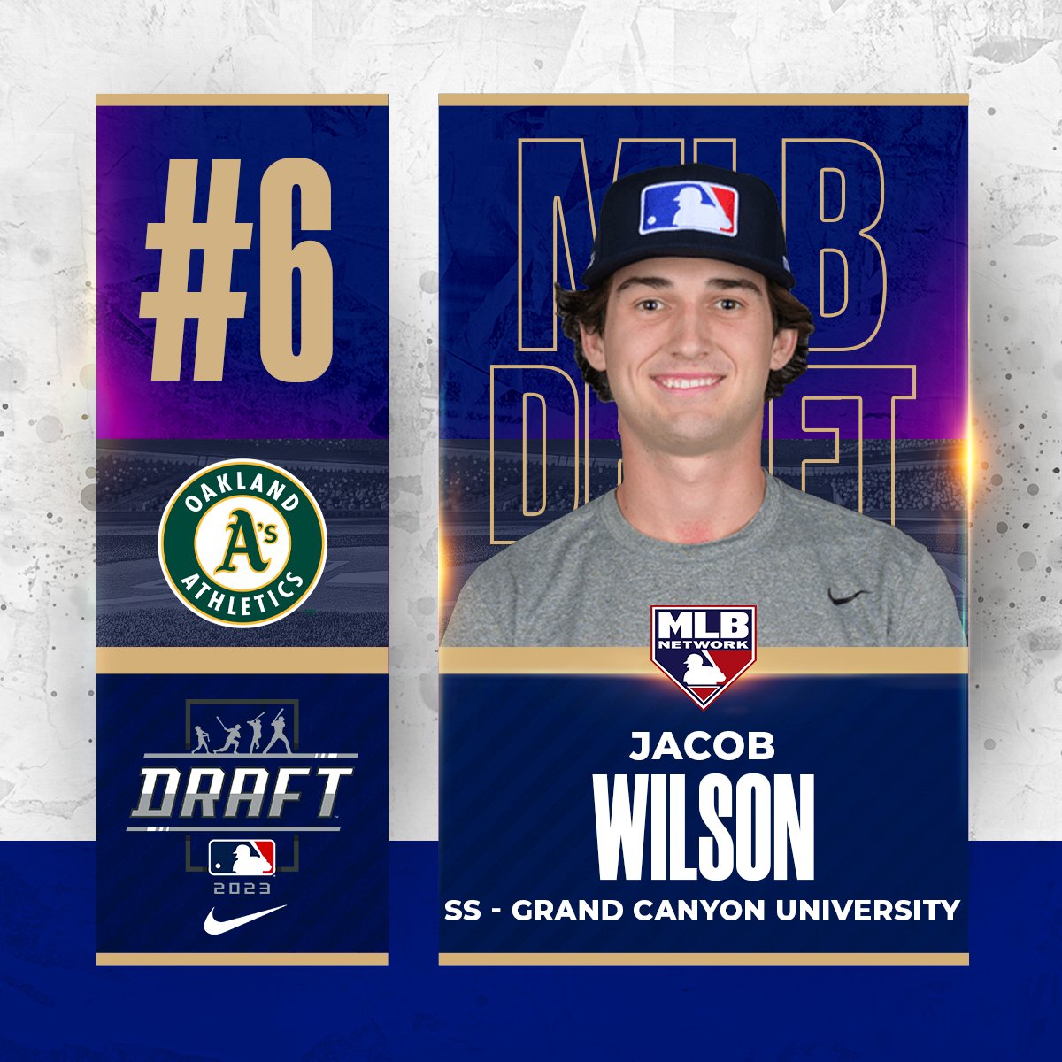 Congratulations to Jacob Wilson, Thousand Oaks High School Baseball Class of 2020, on his selection by the Oakland A's in the first round, sixth pick of the 2023 MLB Draft! 💚⚾🖤