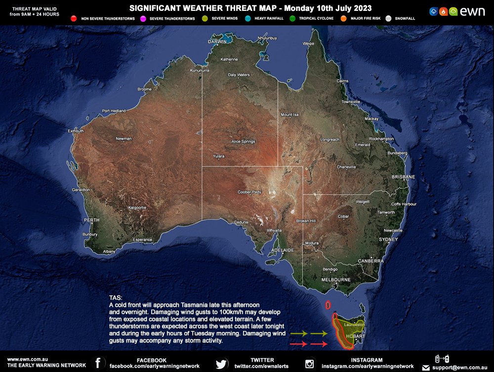 National Weather Threat Map 10 July: #TAS ewn.com.au/info/significa…