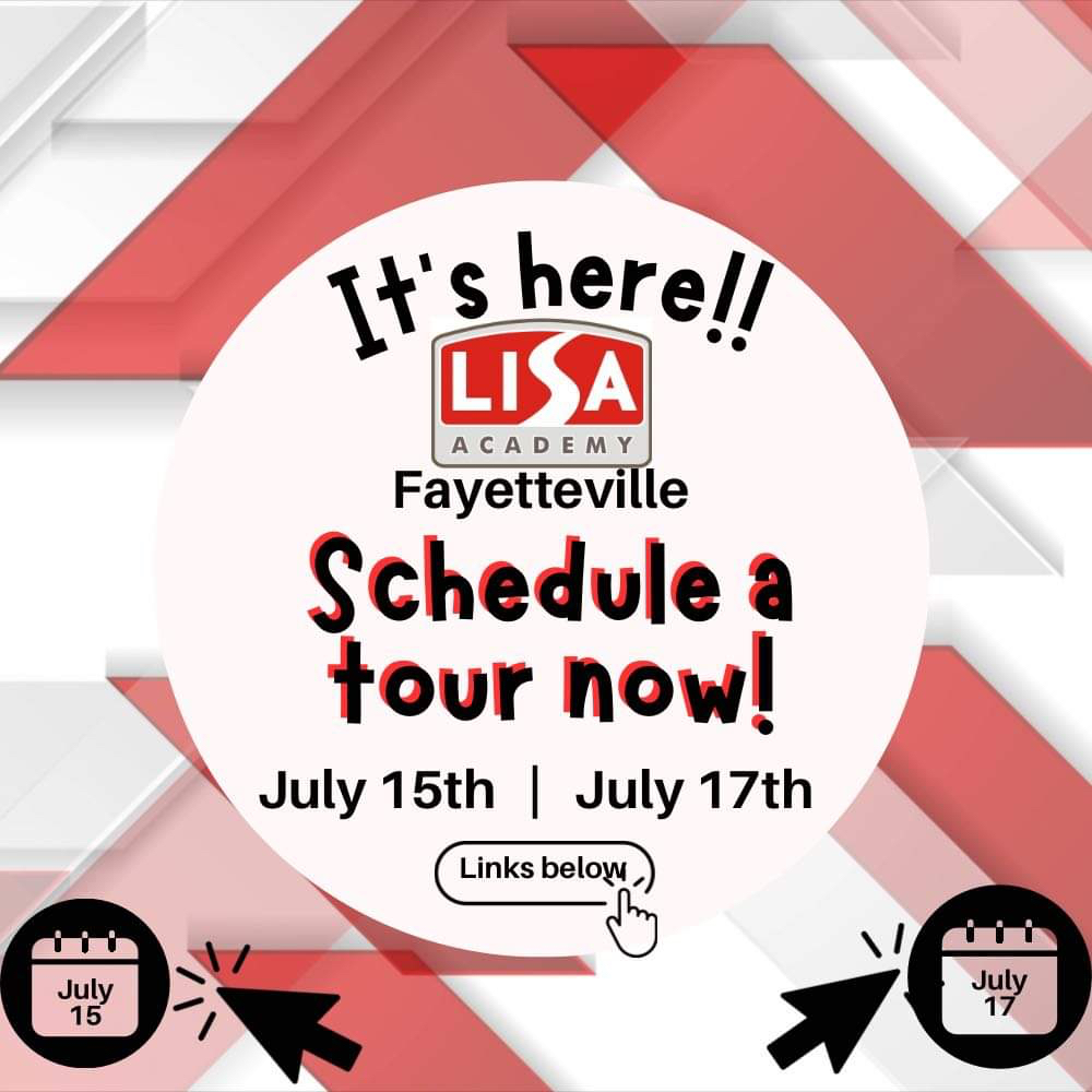 LISA72704's tweet photo. 📣 Exciting news!📣
Join us for a school tour at LISA Fayetteville!!
July 15th and 17th at 9:00 AM, 11:00 AM, or 1:00 PM!

#LISAFayetteville #SchoolTours
👇Sign up for July 15th
https://t.co/x6GZJorKlF...
👇Sign up for July 17th
https://t.co/x6GZJorKlF... https://t.co/E7qYCWfmzW