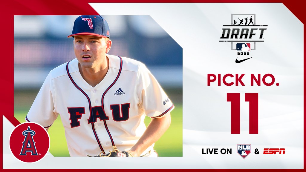 MLB Draft (@mlbdraft) on Twitter photo With the 11th pick, the <a href="/Angels/">Los Angeles Angels</a> select <a href="/FAUBaseball/">Florida Atlantic Baseball</a> 1B/OF Nolan Schanuel, No. 26 on the Top 250 Draft Prospects list.
Watch live: atmlb.com/44DKVbZ With the 11th pick, the <a href="/Angels/">Los Angeles Angels</a> select <a href="/FAUBaseball/">Florida Atlantic Baseball</a> 1B/OF Nolan Schanuel, No. 26 on the Top 250 Draft Prospects list.
Watch live: atmlb.com/44DKVbZ