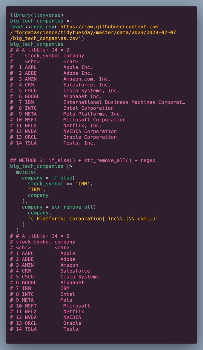 rappa753's tweet photo. Want to relabel your data with #rstats?

Here are 3 ways to do that:
1️⃣ case_when(),
2️⃣ case_match(),
3️⃣ if_else() + str_remove_all() + regex.

Spoiler alert: one involves much less typing than the others. https://t.co/u1I8fthyxS
