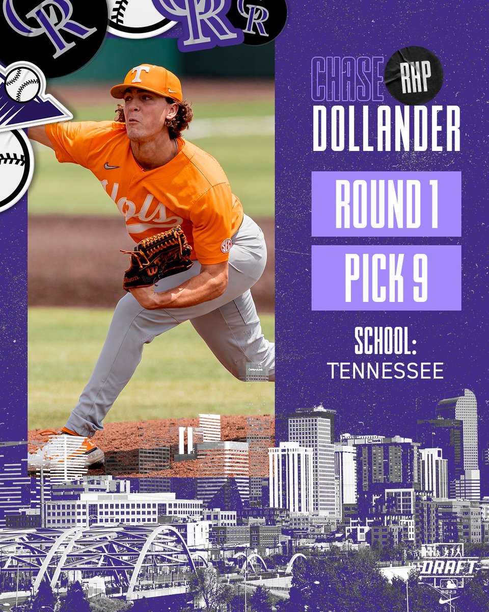 With the ninth overall pick, the #Rockies select RHP Chase Dollander!