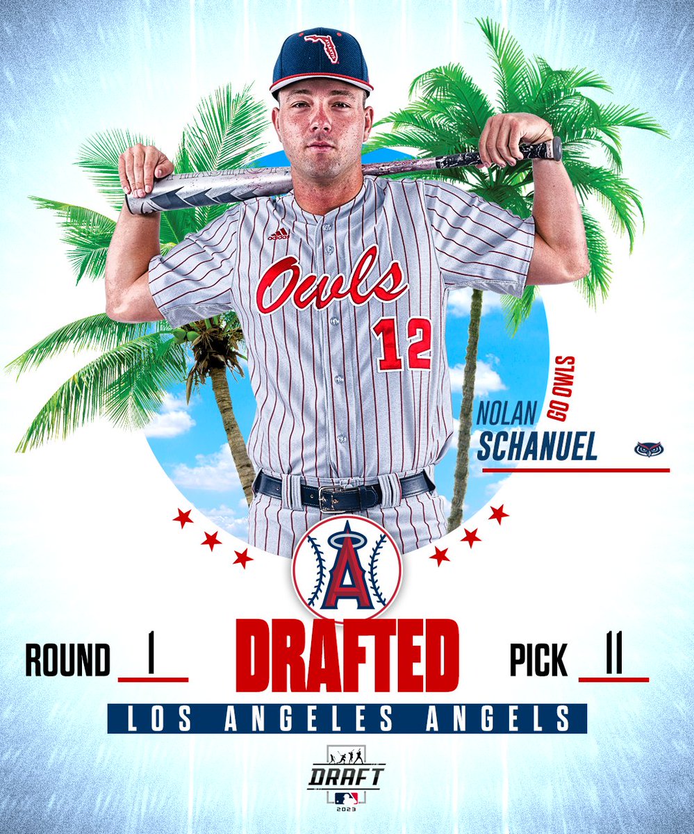 Florida Atlantic Baseball (@faubaseball) on Twitter photo The <a href="/Angels/">Los Angeles Angels</a> select <a href="/NSchanuel/">Nolan Schanuel</a> with the 11th pick of the 1st round... the first <a href="/FAUAthletics/">Winning In Paradise #WIP🏝️</a> student to be selected with a first round pick in school history! #WinningInParadise The <a href="/Angels/">Los Angeles Angels</a> select <a href="/NSchanuel/">Nolan Schanuel</a> with the 11th pick of the 1st round... the first <a href="/FAUAthletics/">Winning In Paradise #WIP🏝️</a> student to be selected with a first round pick in school history! #WinningInParadise