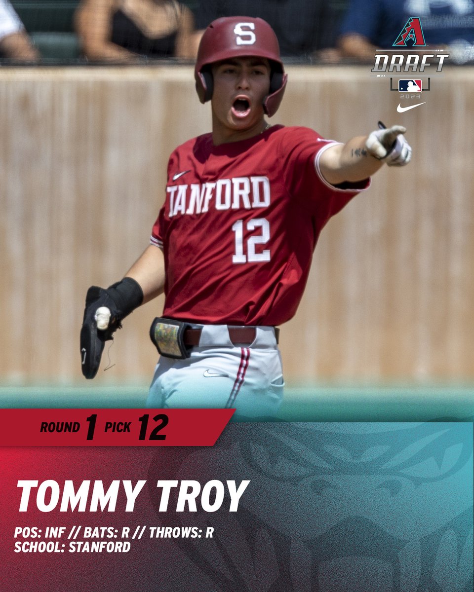 With the 12th pick in the 2023 #MLBDraft, the #Dbacks select Tommy Troy from @StanfordBSB! #ArizonaBorn