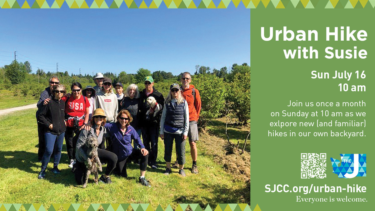 Join fitness favorite Susie Rosenstein for an Urban Hike next Sunday (July 16). Enjoy forested greenbelts &amp; quiet neighborhood streets on a 4.25-mile hike from Lake Boren Park to May Creek Trail. Register >> bit.ly/3Xv5Pb7 #StroumJCC #CommunityNeverCloses