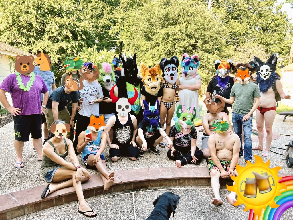 _NoireGrimoire_'s tweet photo. When you never want the summer fun to end! 

Another pool party hosted by my roommates @Diodeprotogen, @Twotonelombox, @GhostStraydog, @FranknZombi33 and I! 

@Jelis_ati, @TarionFury, @ShadowIsFurred, and many others, thank you for coming by for another year! 💀🖤 #SparksnBarks23 https://t.co/vRqG3AFIPV