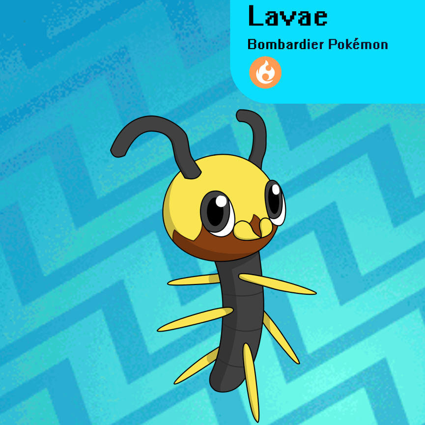 Jade 🏳️‍⚧️ on Twitter "Meet the Bombardier Pokémon... Lavae! The Fire