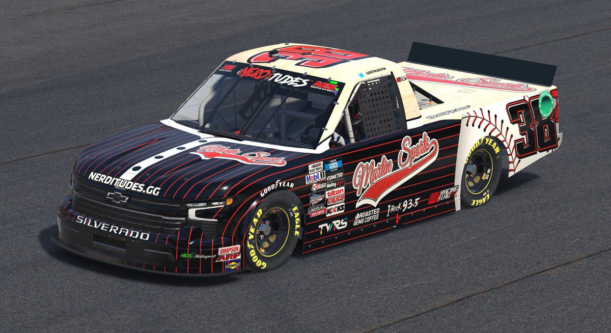 A one of a kind @MartinSports906 full jersey /w bat and ball on the roof/quarter panel. A one of a kind scheme for a special charity event.