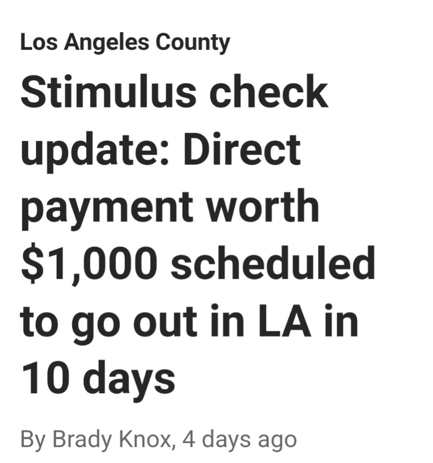 #StimulusCheck Update: Direct payment worth $1,000 scheduled to go out in #LA in 10 days
https://t.co/5QnKpJAB86 https://t.co/F20bdSsxK4