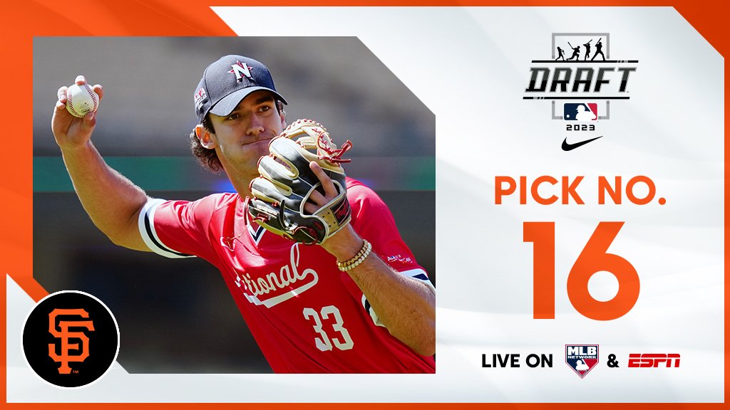 MLBDraft's tweet photo. With the 16th pick, the @SFGiants select Madison (VA) two-way player Bryce Eldridge, No. 23 on the Top 250 Draft Prospects list.

Watch live: https://t.co/1s1j9XMnG5 https://t.co/3jPk5f441P
