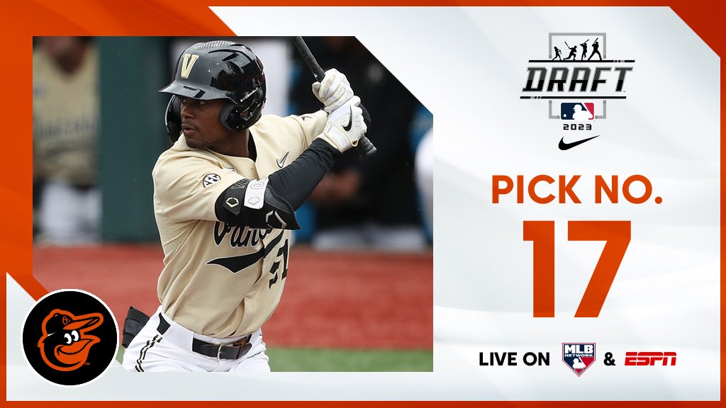 With the 17th pick, the <a href="/Orioles/">Baltimore Orioles</a> select <a href="/VandyBoys/">Vanderbilt Baseball</a> outfielder Enrique Bradfield Jr., No. 21 on the Top 250 Draft Prospects list.

Watch live: atmlb.com/44DKVbZ