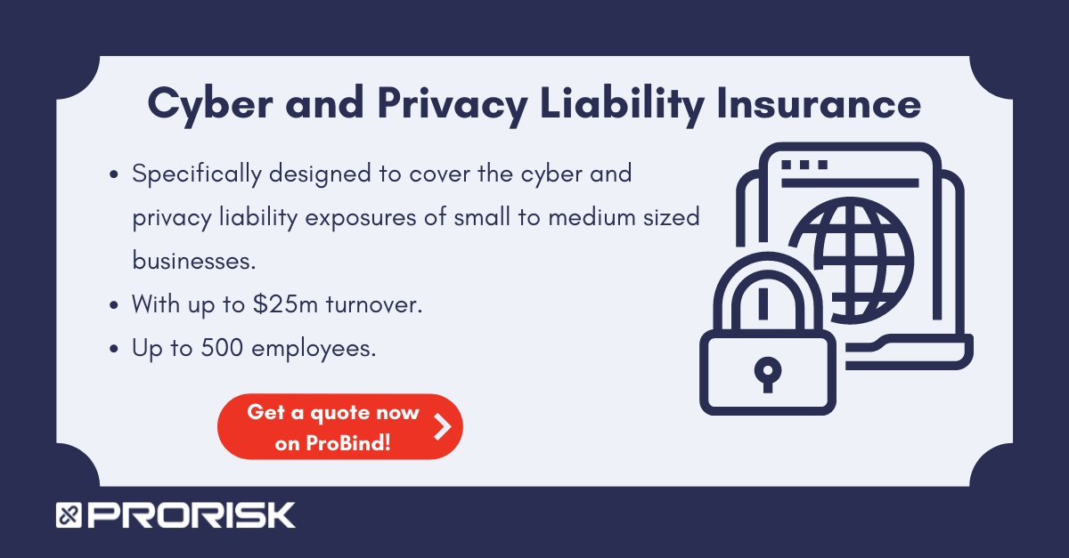 ProRisk's tweet photo. ProRisk’s Cyber &amp; Privacy Liability Insurance Policy is designed to cover the cyber and privacy liability exposures of SMEs.

To read more about this product, click here: https://t.co/klKsUAhK8g 

Interested? You can get a quick quote on ProBind now! https://t.co/k6VtdGIQ0i https://t.co/wbW4ujZbZV
