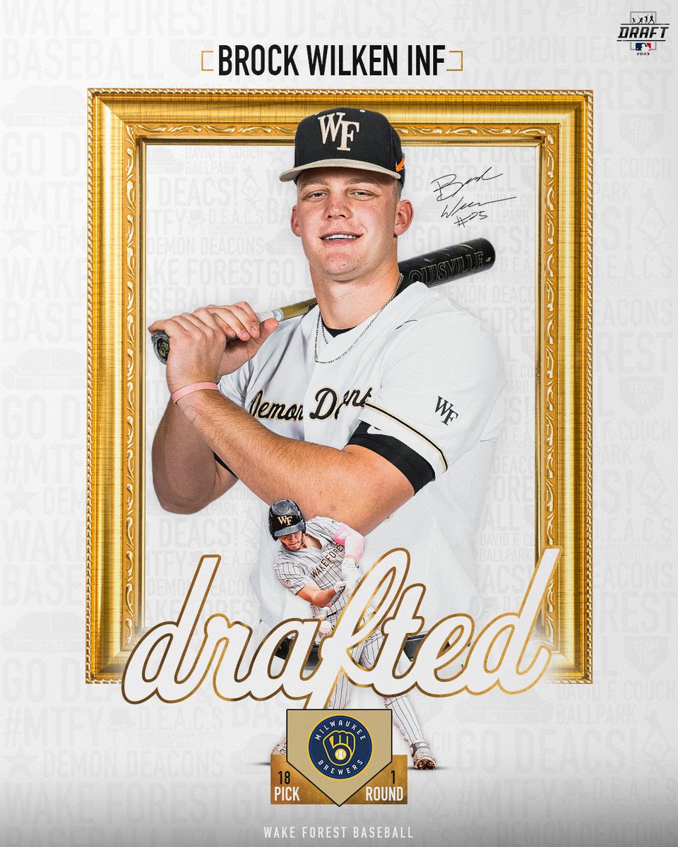 WakeBaseball's tweet photo. Wake ➜ @Brewers 

Let's go, @B_Wilkes25! 🎩 https://t.co/Z7cjO9hR5D