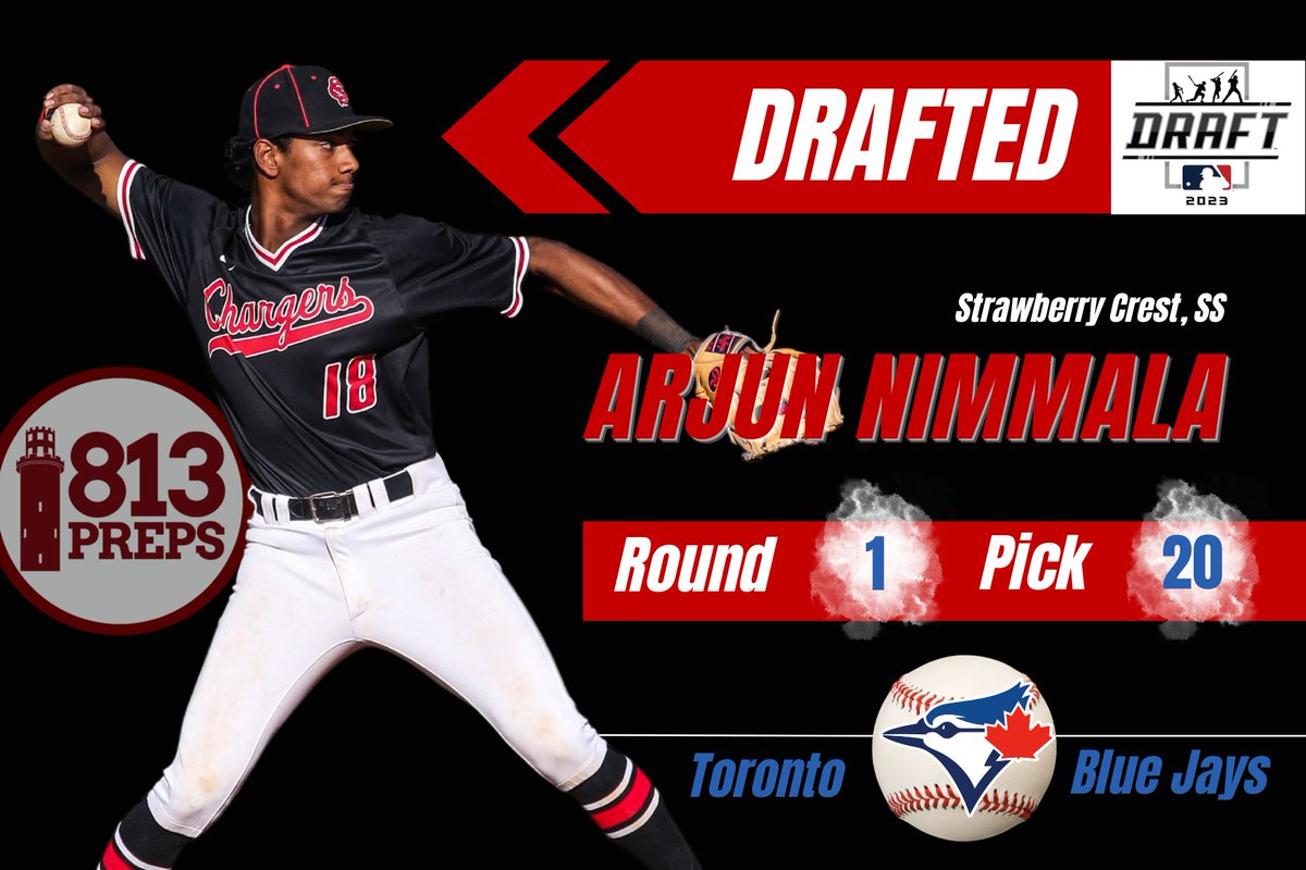 813Preps (@813preps) on Twitter photo Congratulations to <a href="/arjun_baseball_/">Arjun Nimmala</a>, selected No. 20 overall by the <a href="/BlueJays/">Toronto Blue Jays</a> in the first round of the #MLBDraft2023. <a href="/baseball_crest/">Strawberry Crest HS Baseball</a> Congratulations to <a href="/arjun_baseball_/">Arjun Nimmala</a>, selected No. 20 overall by the <a href="/BlueJays/">Toronto Blue Jays</a> in the first round of the #MLBDraft2023. <a href="/baseball_crest/">Strawberry Crest HS Baseball</a>