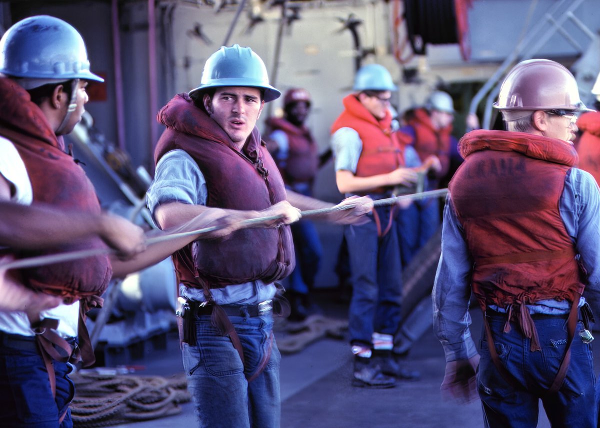 There are many kinds of heroes, especially our sailors and marines. For centuries they have protected our country and fought for freedom around the world. The work is the most demanding you can imagine under the most difficult conditions. Refueling at sea, ca. 1983.