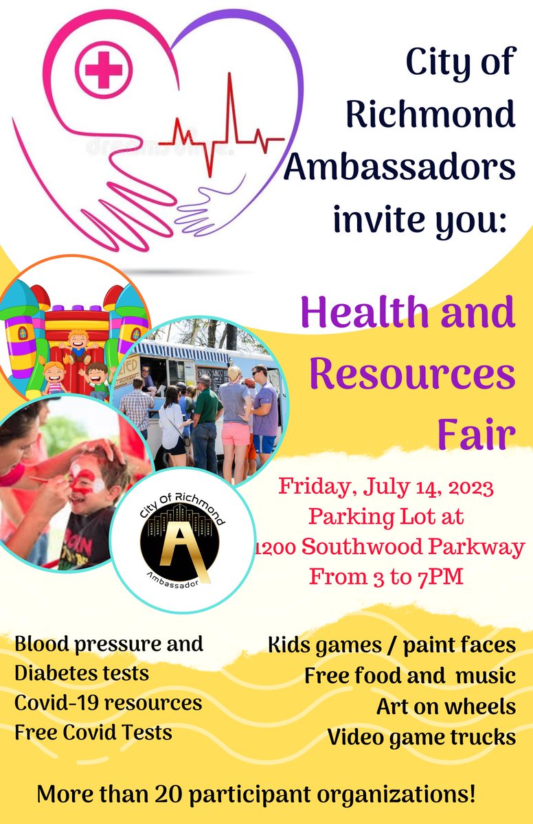 Visit Richmond Region LULAC's table at the Health and Resources Fair this Friday, July 14th from 3:00 to 7:00 pm at Southwood!