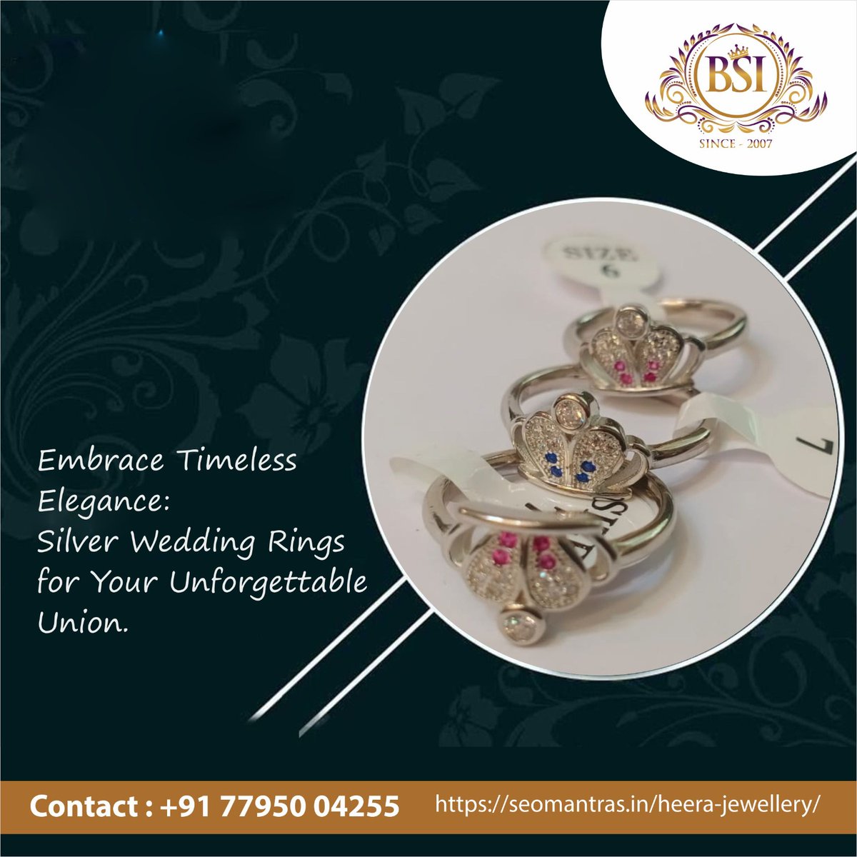 Heerajewelers's tweet image. ✨💍 Discover the enchantment of sterling silver with "𝒮𝒾𝓁𝓋𝑒𝓇 𝒮𝒽☯𝓅𝓎"! Our exquisite collection showcases the timeless beauty and elegance of silver jewelry.🎁

☎️ Call us at +91 77950 04255 or visit our website at silvershopy.in 💻

#ShopSilver #perfectring