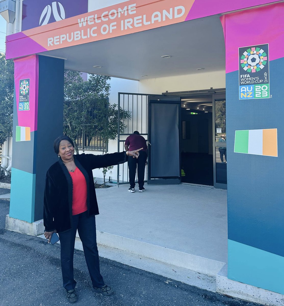 fatma_samoura's tweet photo. Delighted to visit Meakin Park 🏟️, the training site of Team 🇮🇪, alongside @JaneKFernandez . With its top-notch facilities and fantastic environment, the venue is fully prepared for the players to practice their skills ahead of the grandest 🚺⚽️ show. @FIFAWWC #BeyondGreatness https://t.co/DO9payI5Oy