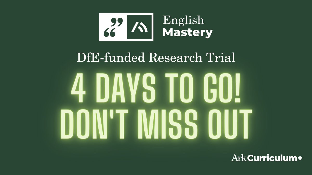 english_mastery's tweet photo. Only four days are left to get your application in for our @EducEndowFoundn research trial. Book a short call to get involved: https://t.co/wztW4sm25S

Make an impact ✅ and get a win for your school ✅.

Deadline 4pm Thursday.

#secondaryenglish #KS3English #edresearch #edimpact https://t.co/GWsuhIVMtz