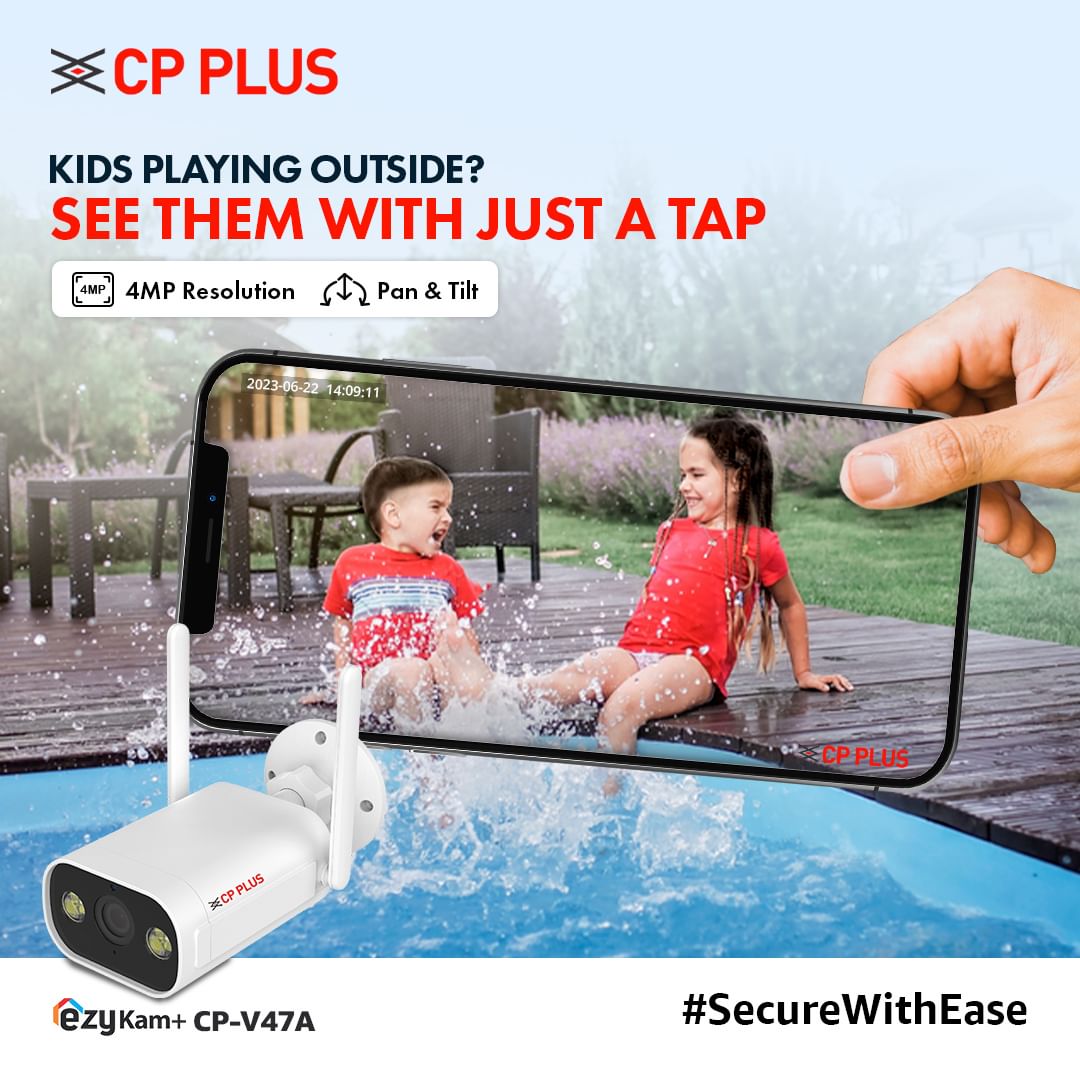 ArvindDacp's tweet image. cpplusworld Kids can't be stopped from having fun at play time but they can be kept safe. Watch over them with EzyKam+ CP-V47A with ease. 🏠 #SecureWithEase #CPPlus #SmartSecuritySolutions #SmartHomeSecurity