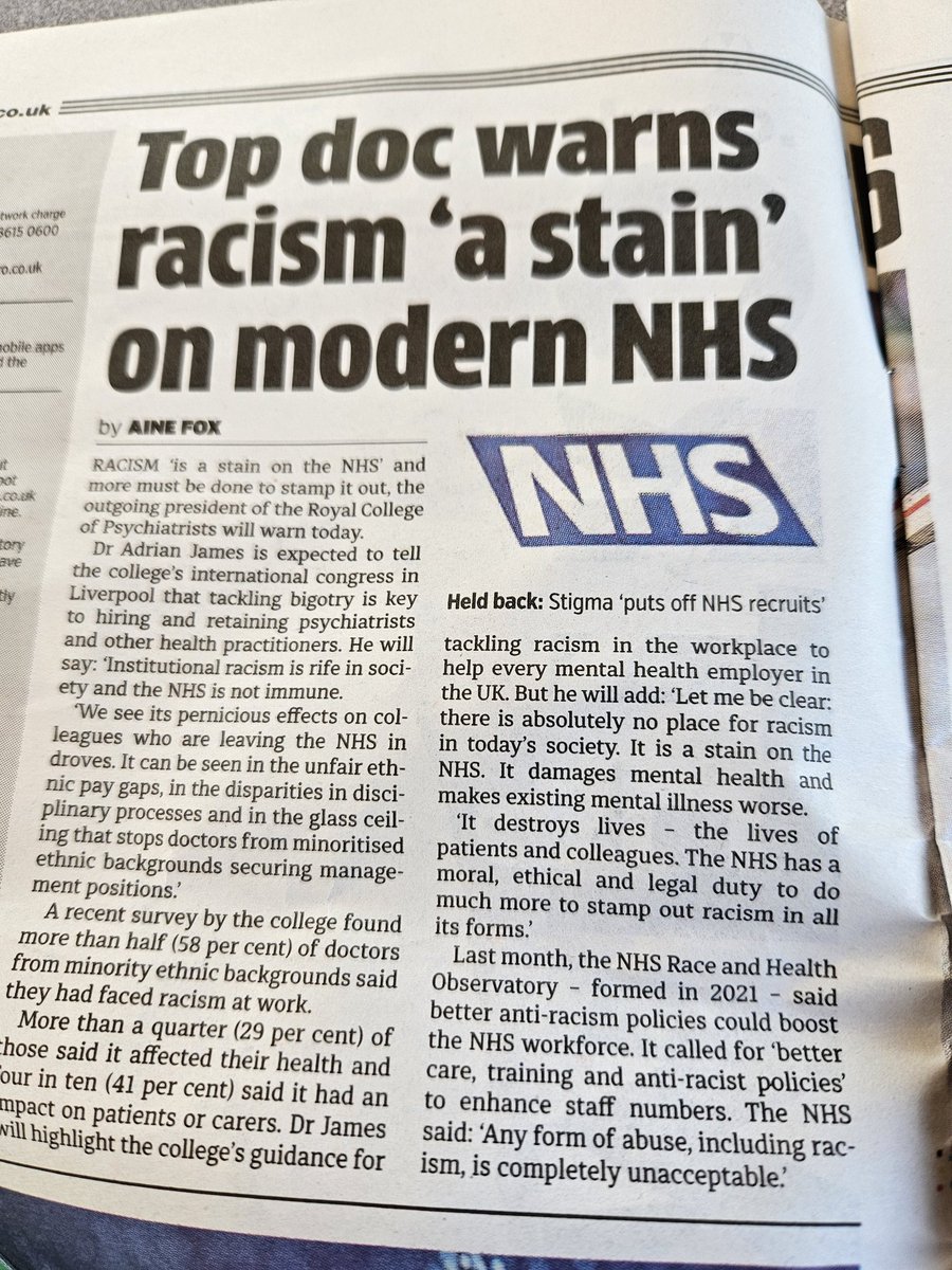 On train heading up to #RCPsychIC in Liverpool for @rcpsych #ActAgainstRacism launch as part of @DrAdrianJames valedictory speech... enjoying the read! @DrLadeSmith @raj_psyc @apksachar @DrChinwe_Obinwa @adave_NHS