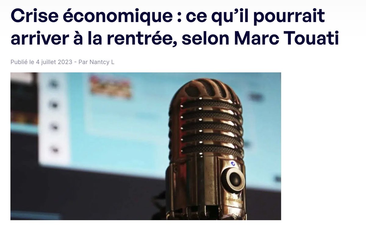 stef_Compare's tweet photo. #CriseFinanciere et économique : ce qu'il pourrait arriver à la rentrée ?
Marc Touati répond à nos question : 
🎤https://t.co/9PphACLcDp

#Inflation #PouvoirdAchat #Recession #Notation de la 🇫🇷 #GuerreCivile #PIB #Immobilier @MarcTouati https://t.co/TJgIiFhp1a