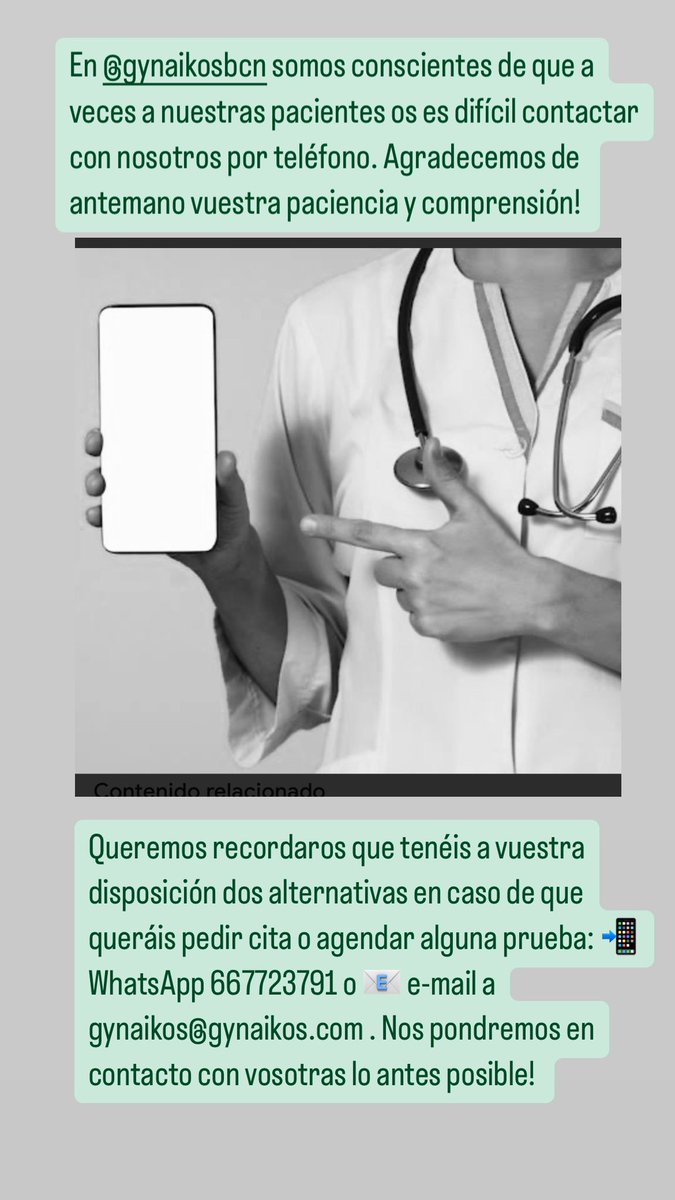 gynaikos's tweet photo. Empezamos nueva semana! 
Recuerda nuestros canales para contactar con nosotros: teléfono 932126002 WhatsApp 667723791 o mail gynaikos@gynaikos.com Y si no puedes asistir, te agradeceríamos un montón si llamas para cancelar la cita. https://t.co/xeOWgceoO7