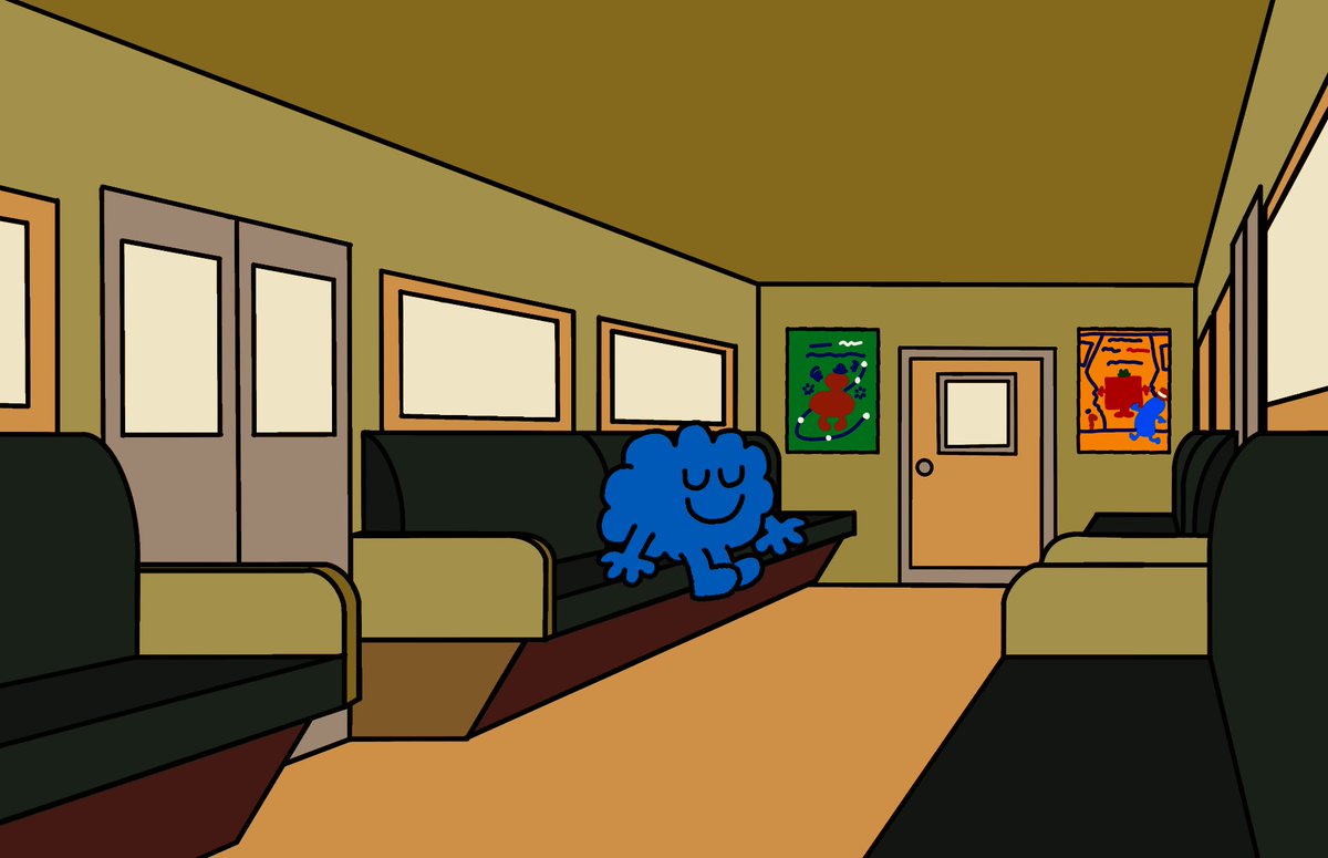 It looks like Mr Daydream has managed to get on an empty train! Guess not a lot of people at this time of day! Where is he going? 

It's a WIP! Idk if I'll be finishing it RIP

#MrMen #MrMenLittleMiss #MrMenAndLittleMiss