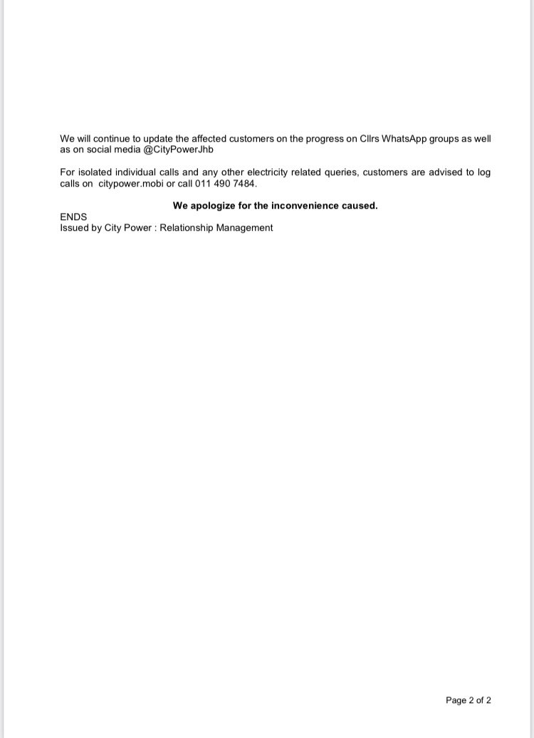 CityPowerJhb's tweet photo. Region F #ReuvenSDC
#OutageUpdate
See outage below #Wemmersub #JohnWaresub 👇👇👇^LT https://t.co/gdJiVXMju0