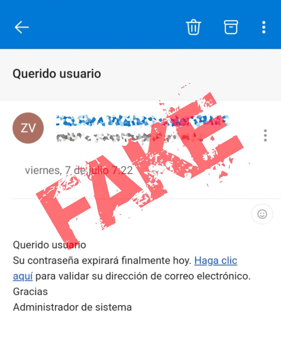 ⚠️CUIDADO⚠️
Están llegando mensajes como el de la imagen, diciendo que la contraseña ha caducado.
❌Desde Educacyl no lo estamos enviando.
Se enviaron en su momento  unas indicaciones sobre la obligatoriedad de cambiar la contraseña, pero ESTO NO.

ow.ly/GBFM50P7gfM