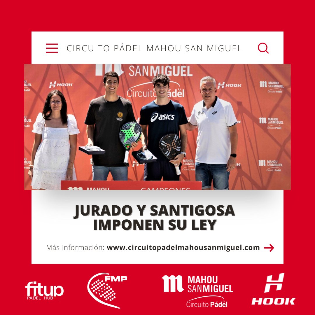 #Noticias🗞 El Circuito Mahou San Miguel se despide antes de vacaciones con la final masculina dominada con puño de hierro

circuitopadelmahousanmiguel.com/noticia.aspx?i…

#padeltimeisnow #padel #circuitopadelmahousanmiguel <a href="/MahouSanMiguel/">Mahou San Miguel</a> <a href="/FMP_Padel/">FMP Federación Madrileña de Pádel</a> <a href="/franjuso/">Fran Jurado</a> <a href="/santigosa24/">Santigosa24</a>