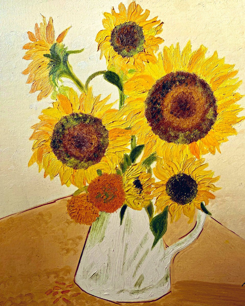 Sunflowers 🌻. Oil On Canvas.  #ArtistOnTwitter #Sunflower #sunflowerpainting #painting