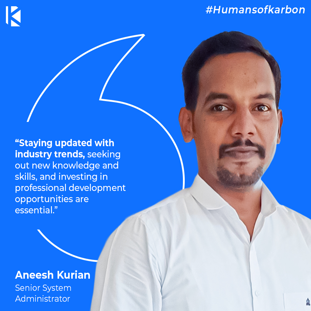 #SystemAdminExpert at Karbon Business, Aneesh excels in managing complex IT infrastructures, ensuring security, and driving efficiency. With a focus on collaboration and continuous learning, he delivers value and embraces innovation. #ITProfessional #ContinuousGrowth