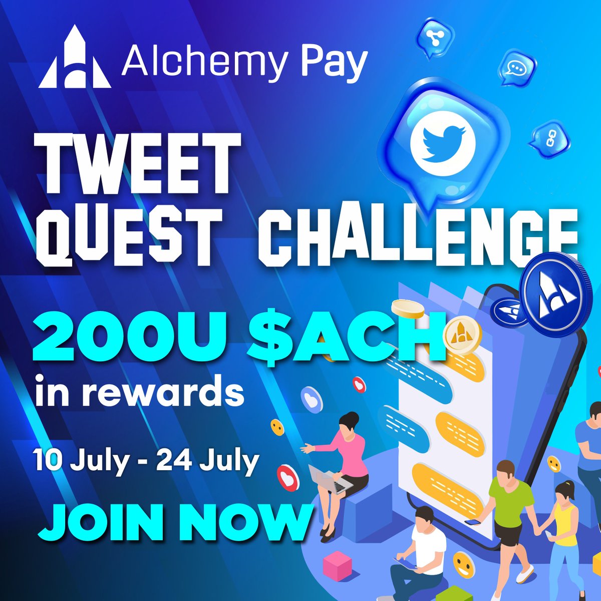 AlchemyPay's tweet photo. Join our Tweet Quest Challenge and share your positive experience with the project! Tweet about our features and benefits with hashtags #AlchemyPay #AlchemyPayPromo @alchemypay for a chance to win 200U $ACH. 

Join Now:
https://t.co/mLwFBICzod

#Giveaway #Airdrop https://t.co/kawvvVqgWw