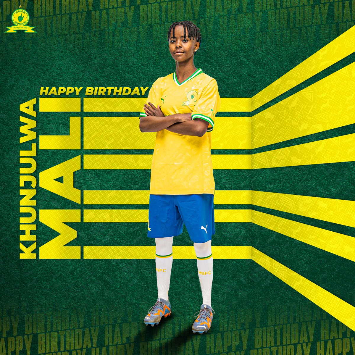 Masandawana 👆 It's a special day! We have a birthday🥳 Drop your wishes below for our midfielder Khunjulwa Mali on her special day 🎂🎉

We hope you have a fantastic day Dowsky 💛

#SundownsLadies #HappyBirthdayMali