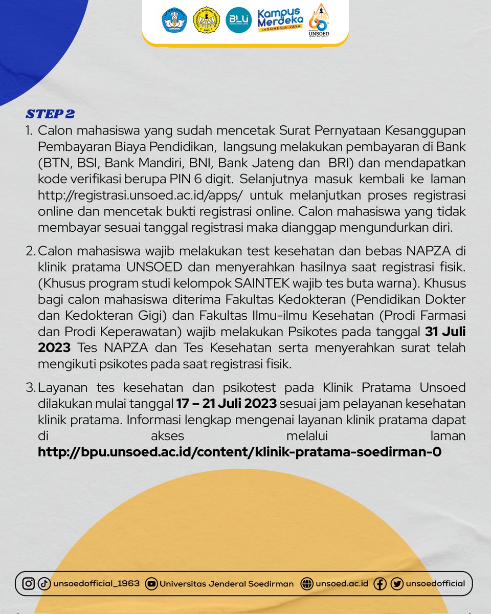 UnsoedOfficial's tweet photo. Untuk informasi selengkapnya, simak postingan berikut dan silahkan kunjungi laman https://t.co/LFviTU4ryB 

Jangan sampai terlewat ya Gens!😉

#Unsoed #Unsoedmajuterus #registrasiulang #SPMB2023 https://t.co/rOo3xhY13K