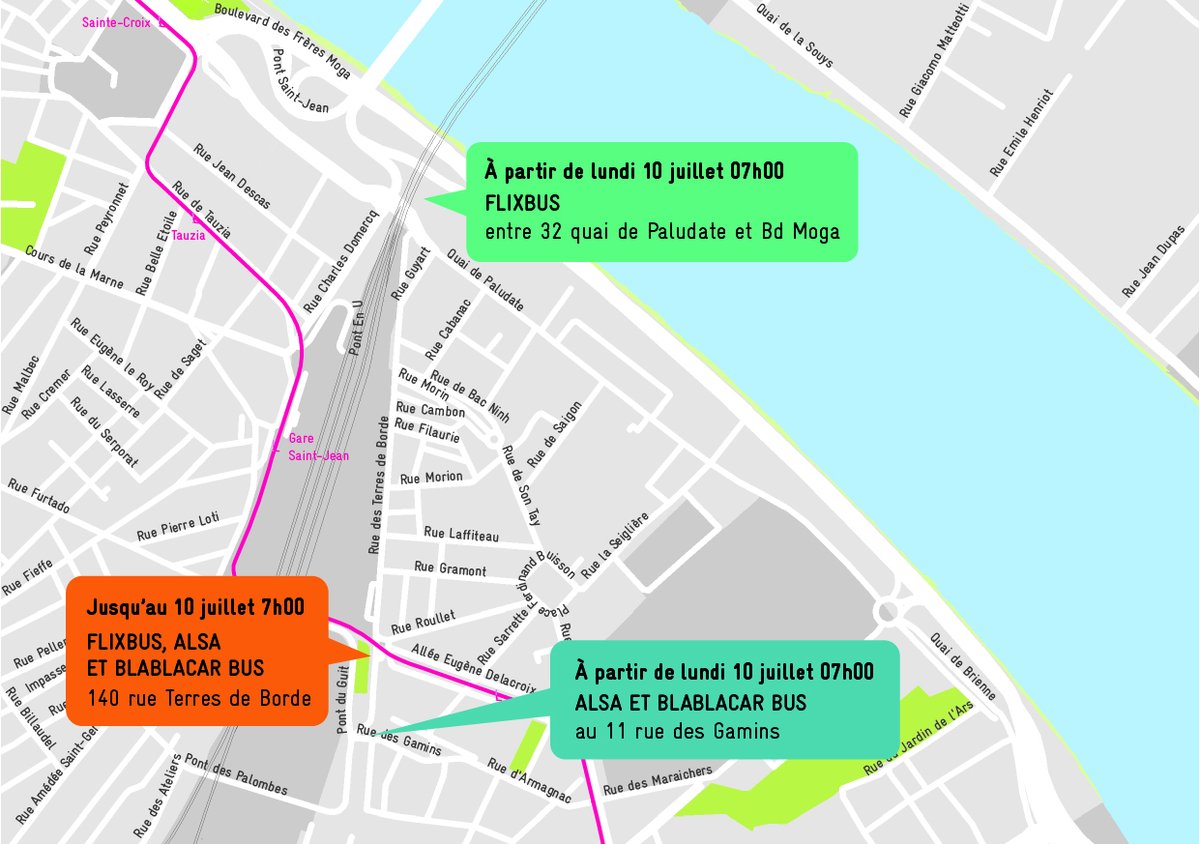 CirculationBxM's tweet photo. ⚠️🅿️🚍 Rappel ! Report de stationnement des #BusMacron
📌 @Bordeaux
📆 Lundi 10 juillet 2023 - depuis 7h
👉 Ne vous laissez pas surprendre, les arrêts #Flixbus, #Blablacar et #Alsa ont été déplacés.
🌐En savoir + https://t.co/whLrhR958e https://t.co/j6kLKp0jke
