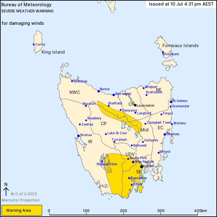 TAS Severe Weather Warning: Damaging Winds. New Norfolk, Bushy Park, Hobart, Geeveston, Dover and Huonville. #severeweather #ewnalerts #ewn #alert #severewx #TAS #taswx bit.ly/3PUf2YV