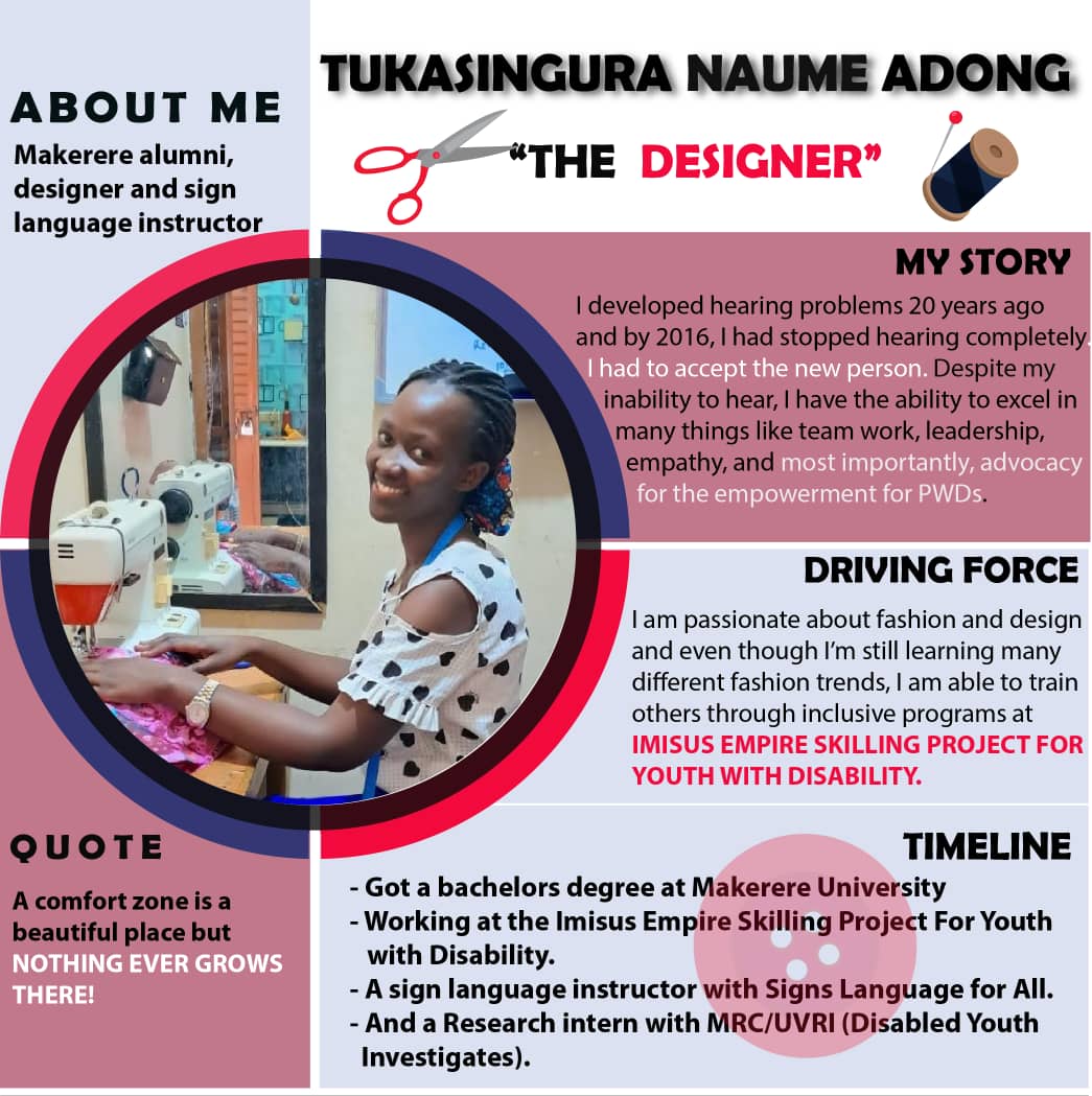 Yaddah_411's tweet photo. Naume developed difficulty in hearing as she grew and became completely hearing-impaired. That didn't stop her doing what she loves and she's a fashion instructor training other persons with impairment in the same field!
#enABLED #ShiftingPerspective https://t.co/0FezjIxroF