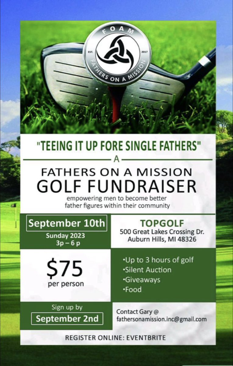 QCrumbey's tweet photo. We at Fathers On A Mission are excited about hosting this fundraising event. We are looking to provide support and assistance to single/widower fathers in the Metro Detroit area. Come join us for a great time and a great cause! Secure your tickets at https://t.co/dp7vQG6fQ2 https://t.co/McAxzUHBWK